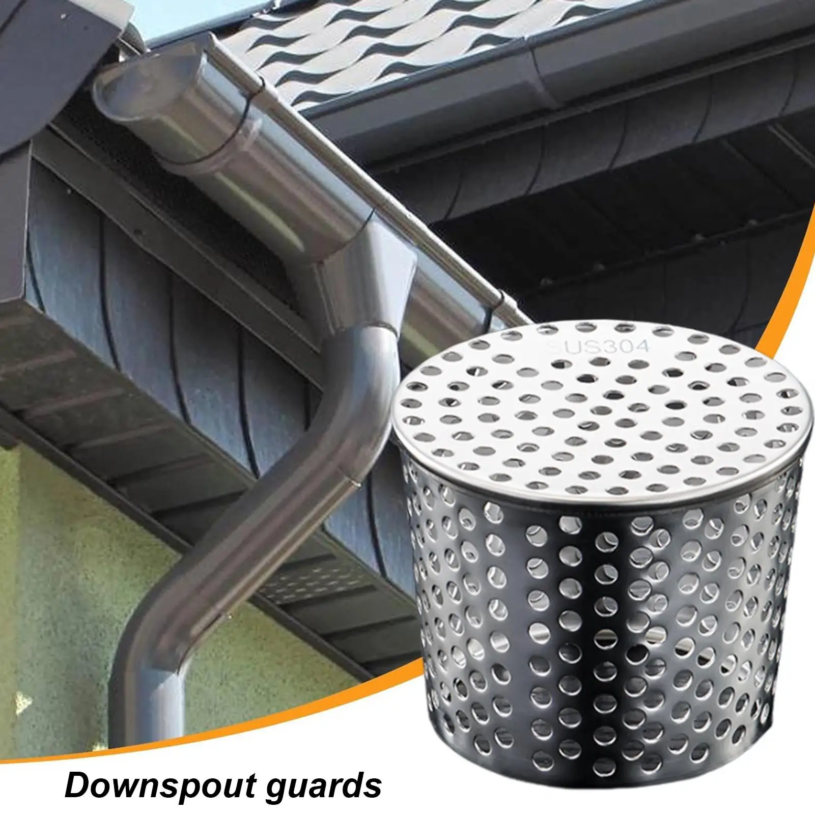 304 Stainless Steel Downspout Strainer Gutter Downspout Guards Anti Blocking Drain Filter Strainer Stops Leaves Debris