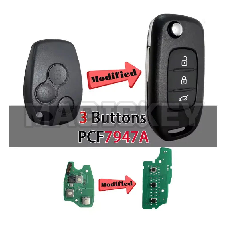 Modified ID46 PCF7946/7947 Chip 433MHz Car Remote Control Key For Renault Logan Master Twingo Clio Kangoo Modus Traffic Dacia view 6