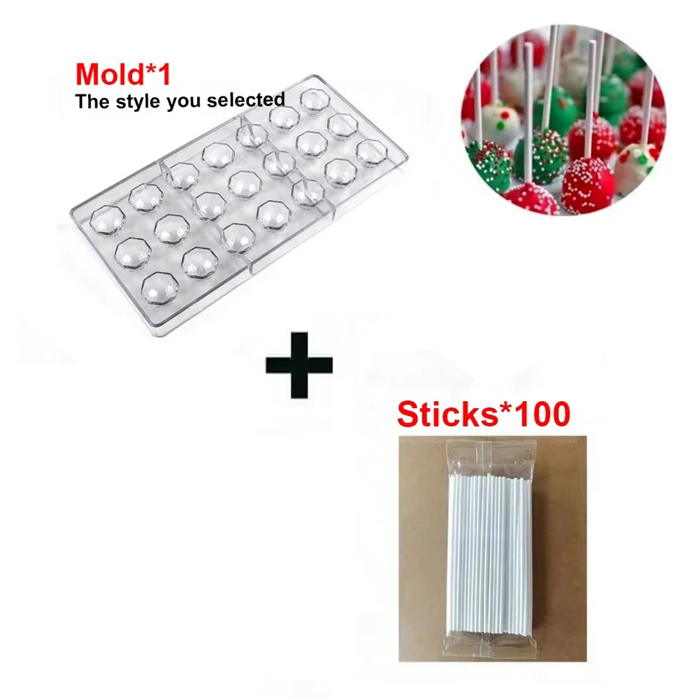 Polycarbonate Chocolate Mold, Candy Making Mould with 100 Lollipop Sticks, Beginner Friendly DIY Confectionery Baking Tool - view 2