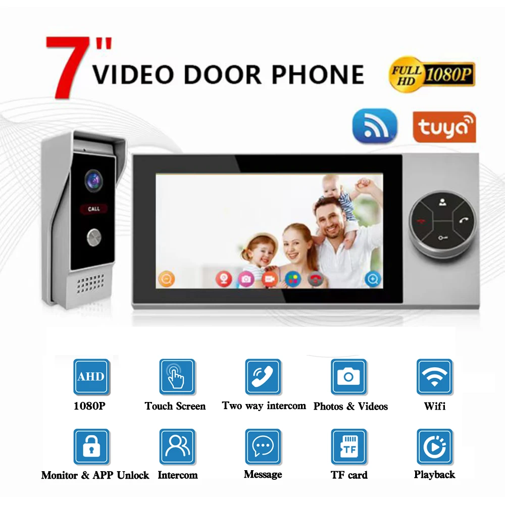 Imagem -02 - Tuya-kit Video Doorbell System à Prova Dágua Monitor Interno Câmera ao ar Livre Sistema de Interfone Visual Áudio Bidirecional Wi-fi 1080p 2.4g Polegada