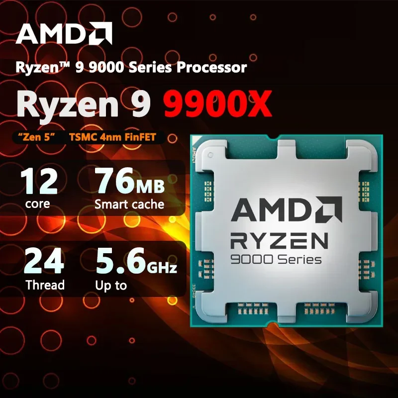 AMD Ryzen 9 9900X New R9 9900X 12 Cores 24 Threads 5.6GHz AM5 Processor