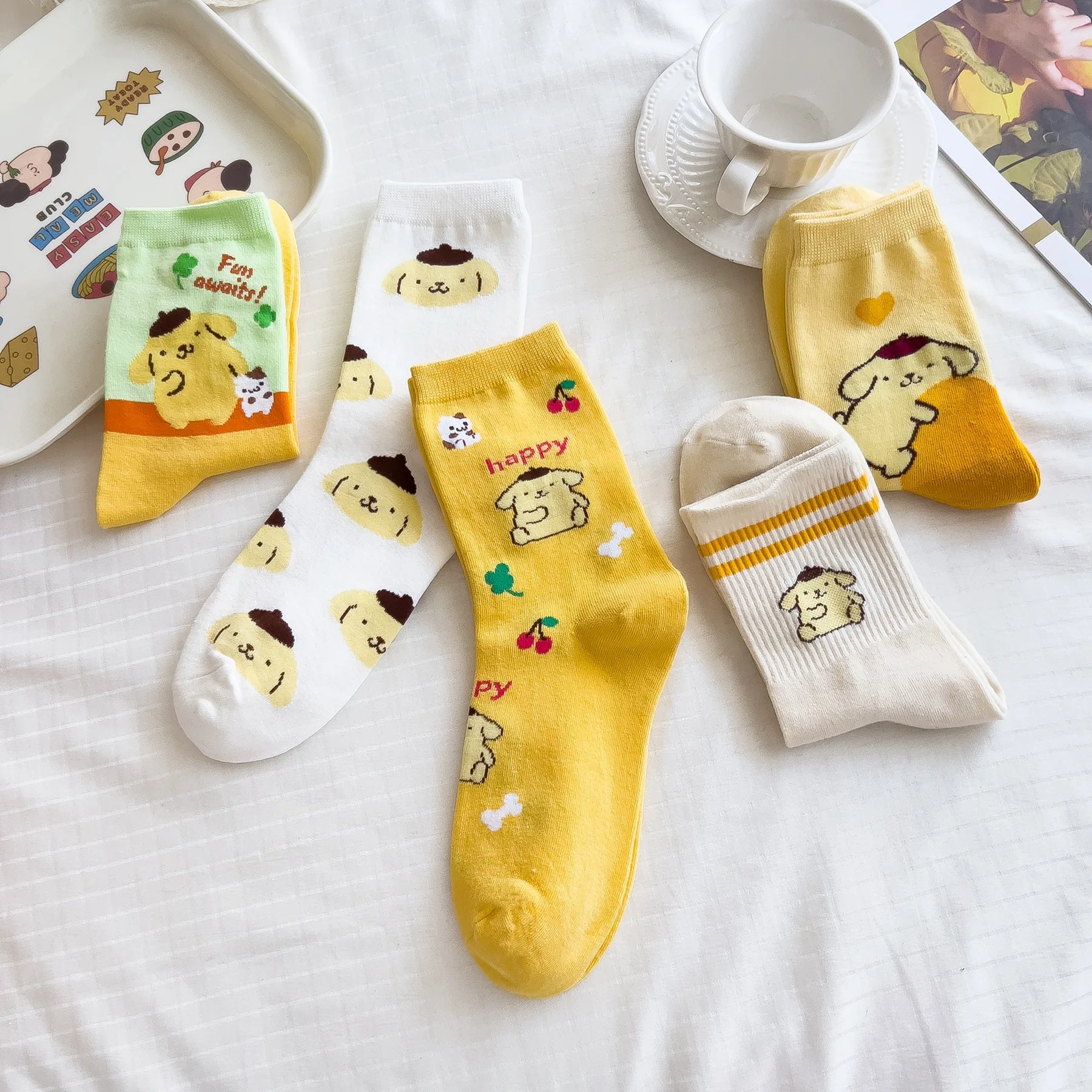 

Cartoon sock children - Candy-colored combed cotton mid-calf women's socks - Cartoon long socks