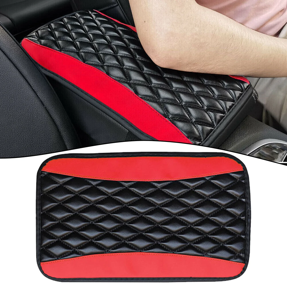 Cushion Mat Armrest Pad Cover Waterproof Accessories Anti-Slip Black+Red Breathable Car Center Console Box New