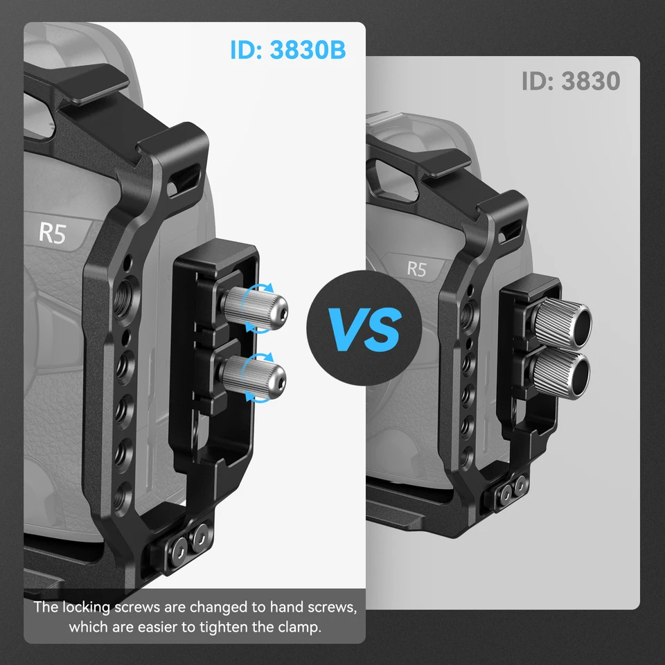 

New for 2026 for 3830B EOS R5/R5C/R6 with Top Handle, Type-C Cable Clamp, and Cold Shoe Handheld Cage Bracket Kit