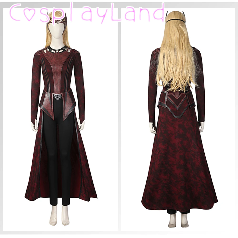 Halloween Costumes Doctor In The Multiverse of Madness Scarlet Cosplay Outfit Wanda Maximoff Costume Women Suit With Headwear