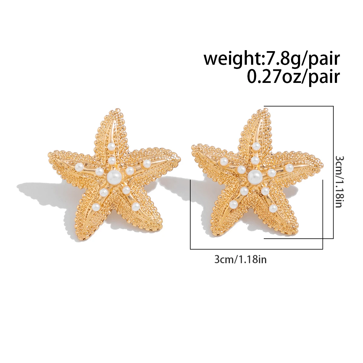 KunJoe Trendy Gold Color Simulated Starfish Ear Studs Earrings for Women Exquisite Small Star Earring Summer Beach Daily Jewelry image 6