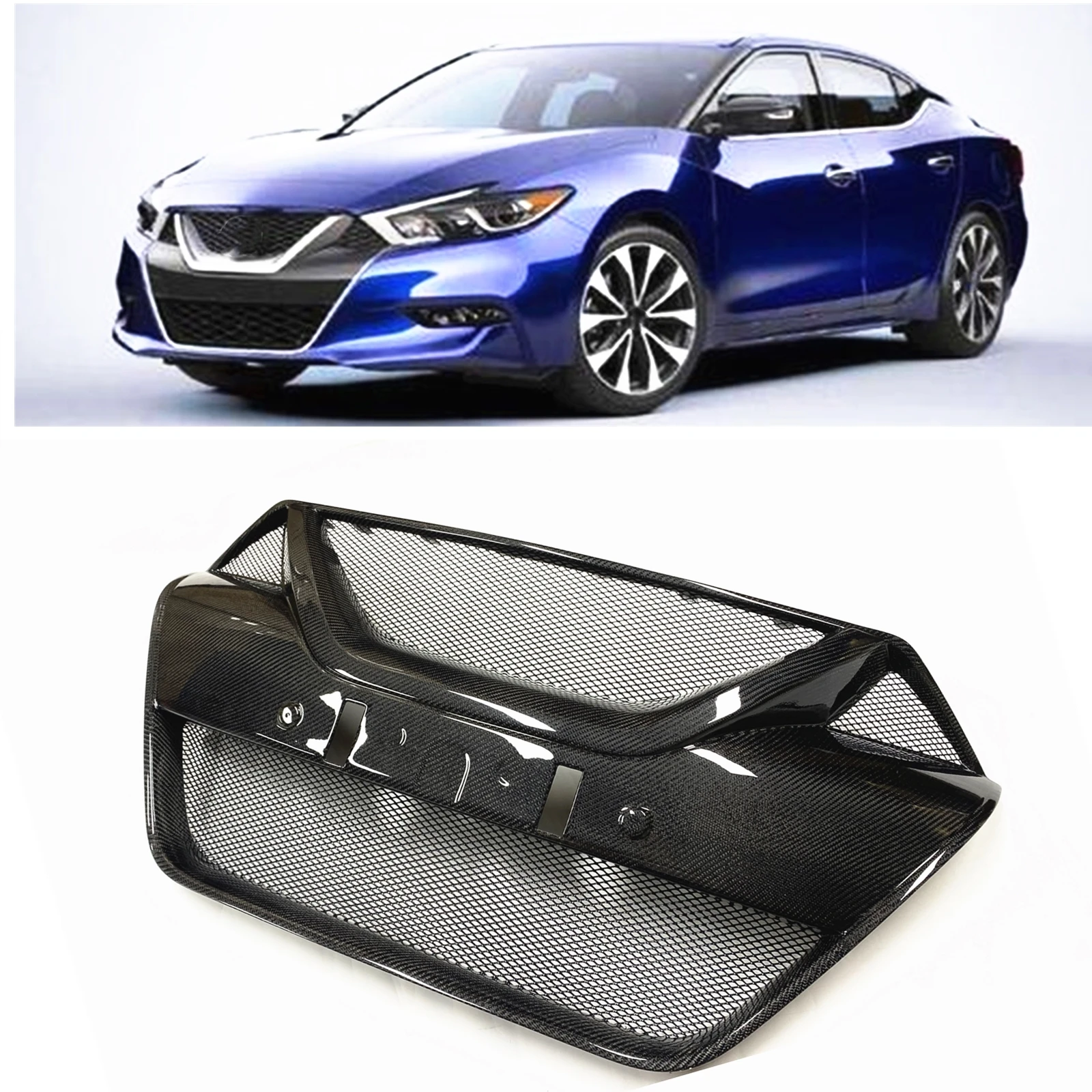 

For Nissan Maxima 2016-2018 Honeycomb Style Front Grille Racing Grills Carbon Fiber/Fiberglass Upper Bumper Hood Mesh Body Kit