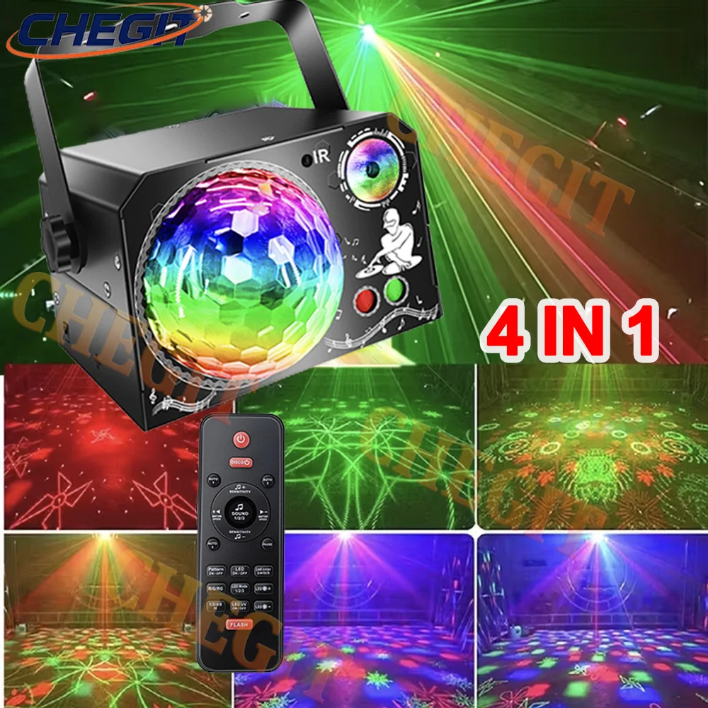 

NEW Stage DJ Party Lights Magic Ball Laser Projector Disco UV Red Green Blue Strobe Lights Club Home Holiday Christmas Lights
