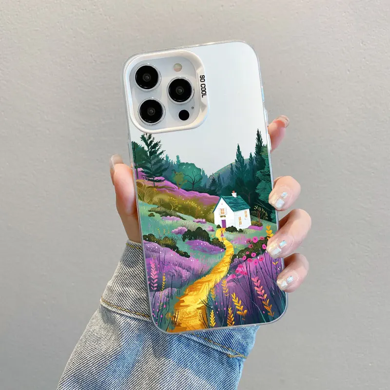 

Mountain Sunset Landscape Laser Phone Case For Samsung Galaxy S25 S22 Ultra Plus S21 FE S24 S23 Ultra Plus FE Shockproof Covers