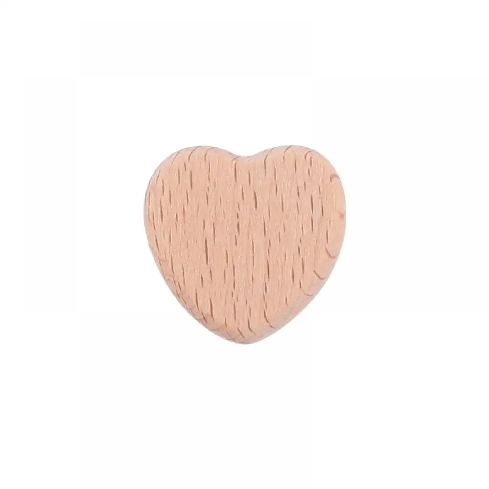 10Pcs Beech Wooden Beads Heart Star Shape Baby Teether Beads for DIY Necklace Pacifier Chain Crafts Jewelry Making