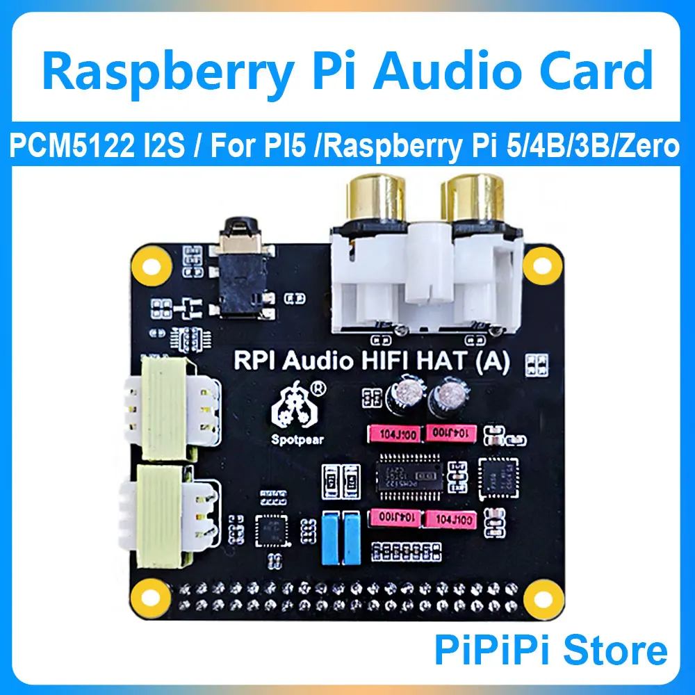 Módulo de placa de som de áudio raspberry pi5 hifi dac pcm5122 i2s baseado na interface raspberry pi 40gpio para raspberry pi5/4b/3b +/zero
