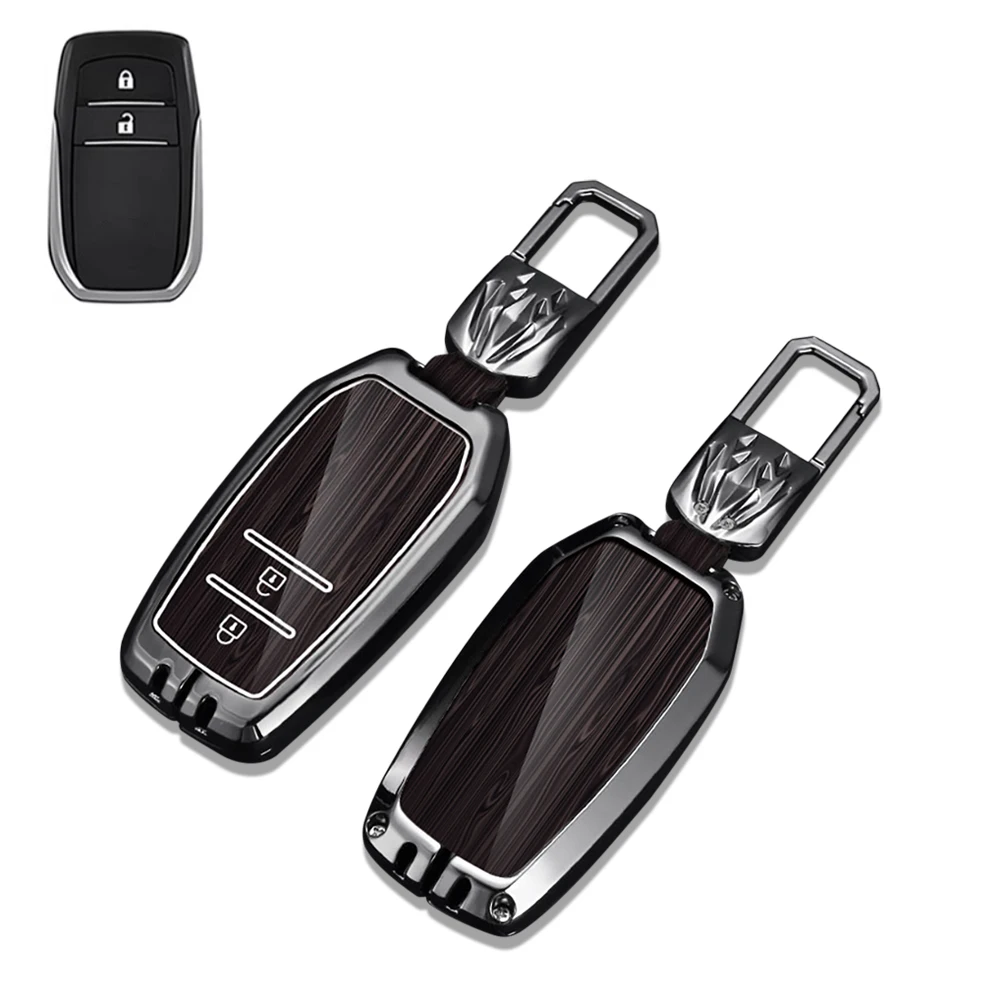 سبائك الزنك الجلود 2 زر البعيد مفتاح فوب غطاء شل لتويوتا هايلكس إنوفا Rav4 فورتشنر 86 المفاتيح #4