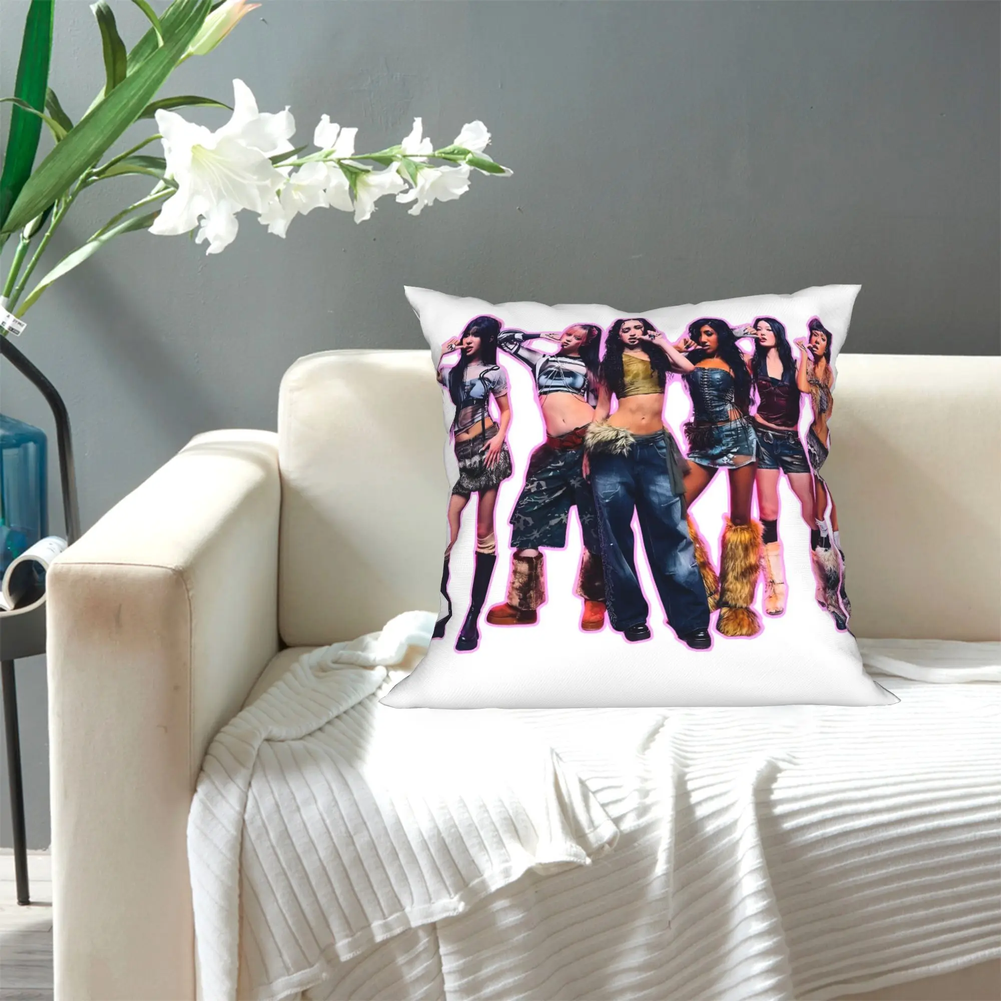1pc KATSEYE Fan Bedroom Pillow Cover, Polyester 2D Double-Sided Print, Y2K K-Pop Group Cushion, Perfect Gift for Fans & Car Deco