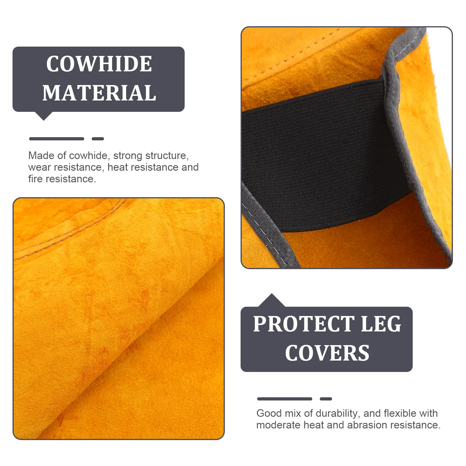 

1pcs 1Pair Cowhide Welding Leg Protector Thicken Heat Resistant Fireproof Anti Scald Spats For Machinery Workshop Use