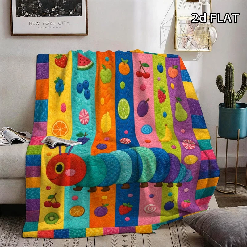 Ultra Soft Vibrant Fruit Ladybug Pattern Blanket Throw Quilt Bedding for Nursery Decor Kids Baby Children Gift