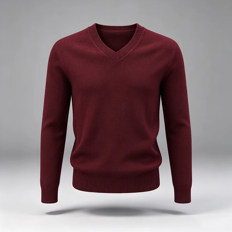 Herren V-Ausschnitt Strickpullover, einfarbig, langärmelig, Slim Fit, weich, warm, Strickoberteil, Basic, lässig, für den Alltag, Büro, Herrenpullover – Detail 13