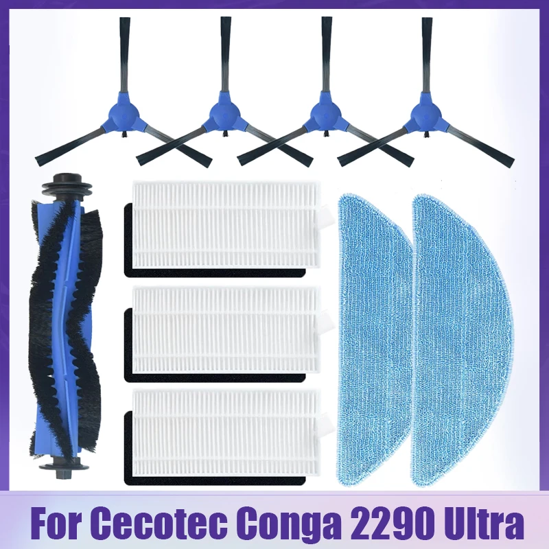 For Cecotec Conga 2290 Ultra Robotic Vacuum Cleaner Spare Parts Roller Brush Side Brush Mop Cloth Hepa Filter Replacement