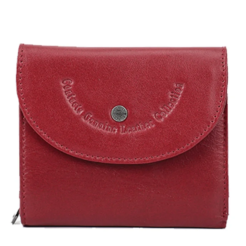 Portefeuille en cuir de vachette étanche avec brosse antivol pour femme, couche supérieure, sac de rangement pour pièces de monnaie pour fille, rouge, vert, noir, mode décontractée, 30%