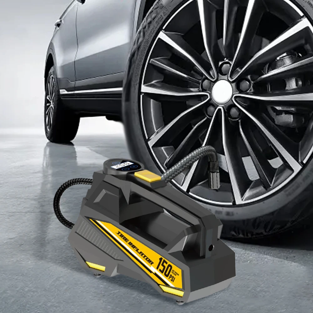 

Портативный автомобильный насос 150PSI с LED-подсветкой, электрический воздушный компрессор для автомобилей, велосипедов и мячей