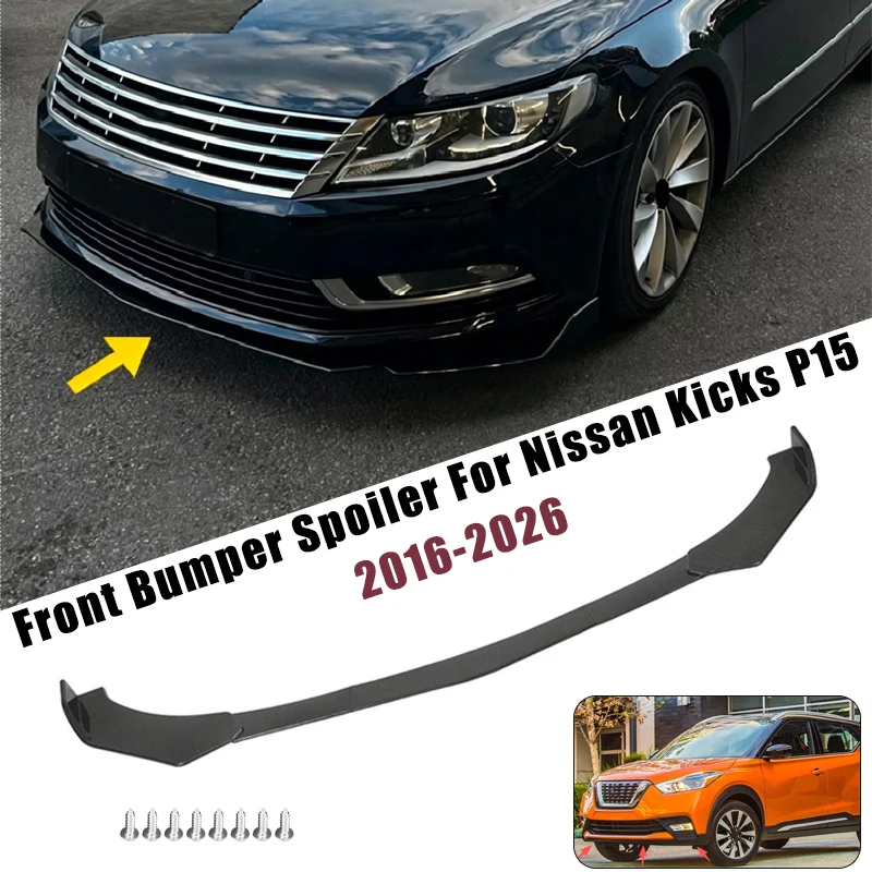Sport Front Bumper Splitter Spoiler Lip For For Nissan Kicks P15 2016-2026 5Pcs Adjustable Sectional Car Tuning Body Kit