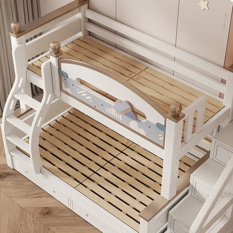 Cherry wood all solid wood upper and lower beds Bunk Children's beds can be split into high and low children's Cherry