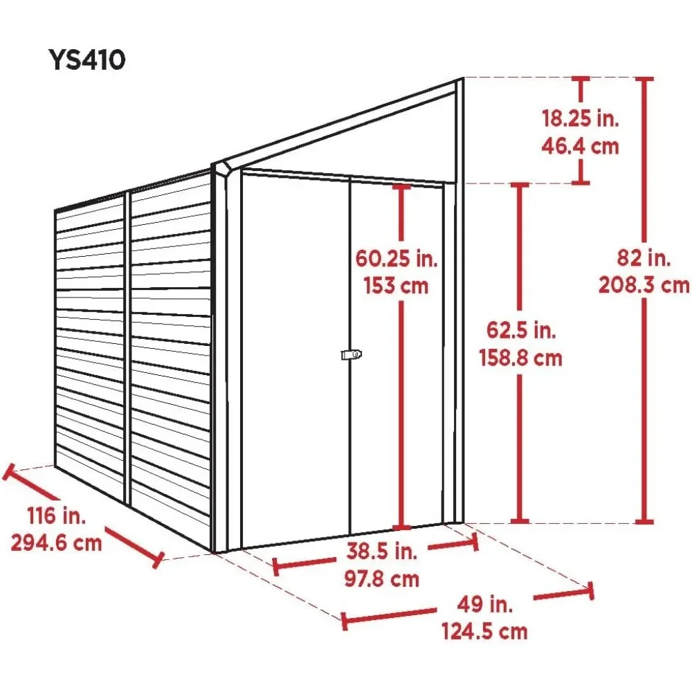 Yardsaver Compact Galvanized Steel Storage Shed with Pent Roof, 4' x 10'