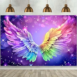 Star Angel Wings Photography Background Birthday Party Background Shower Decoration Colorful Wings Birthday Party Background