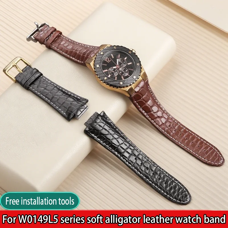 

For GUESS Gauls W0149L5 Series Watch Soft Crocodile Leather Special Replacement Watch With Genuine Leather Modified Accessories