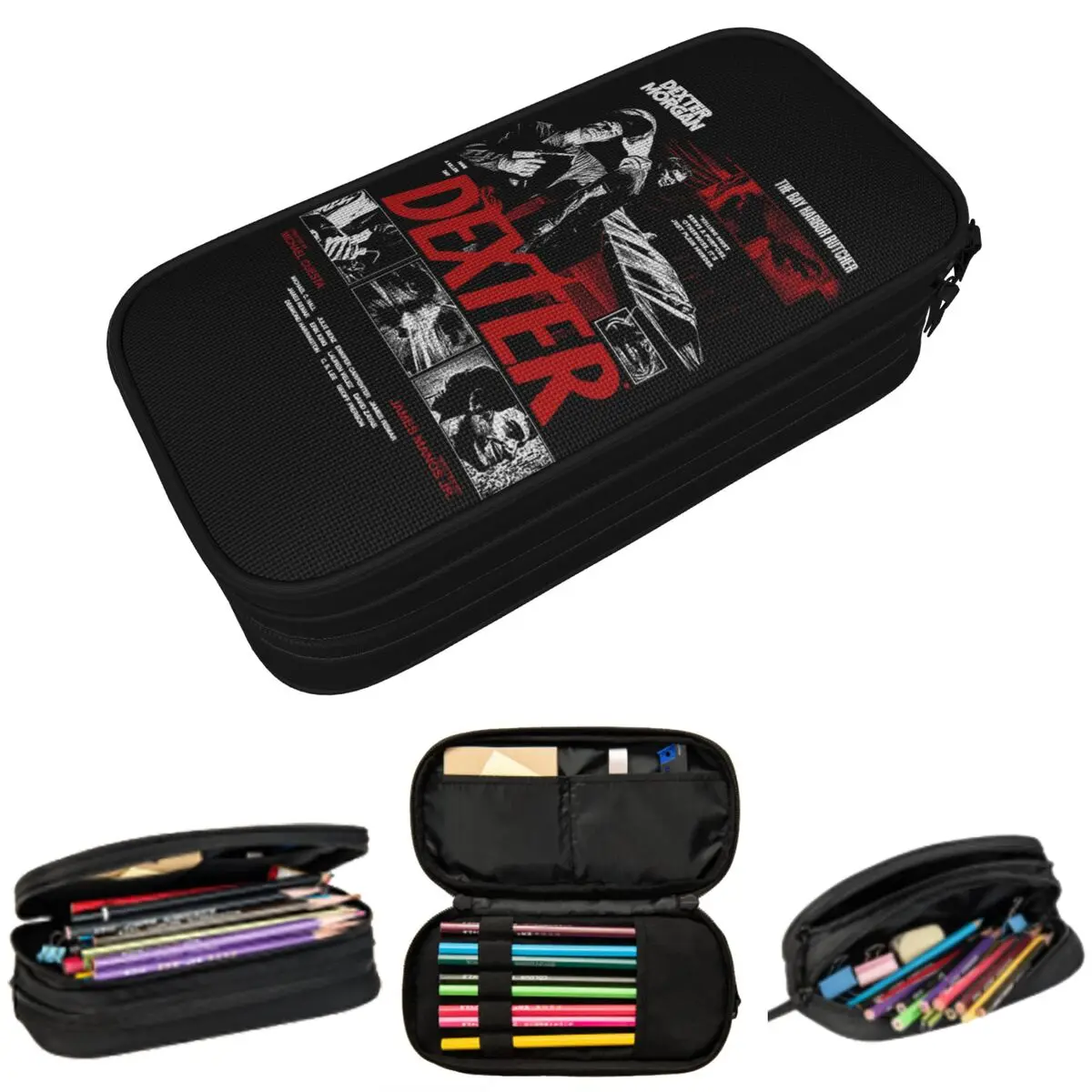 Movie Dexter Morgan Federmäppchen für Studenten, Geschenke, Stiftbox, Bleistiftbeutel, Schreibwaren, Stifthalter, Tasche