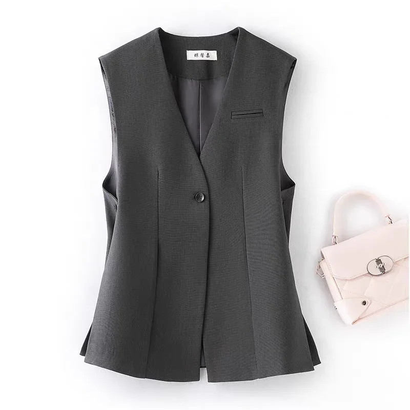 LIBIELIY Black Suit Vest Women Spring Autumn Korean 2025 New Fashion Sleeveless All-match Blazers Waistcoat Female Jacket Outerw