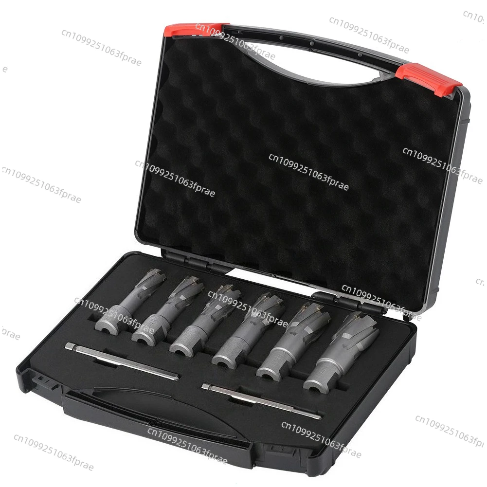 6-Piece set of hollow drill bits, magnetic drill bits, coring bits, carbide drill steel plate hole opener