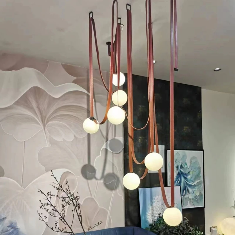 Imagem -05 - Italy Designer Belt Pendant Lamp Loft Living Dining Room Exhibition Hall Line Glass Ball Hanging Light Decor Faça Você Mesmo Led Lighting