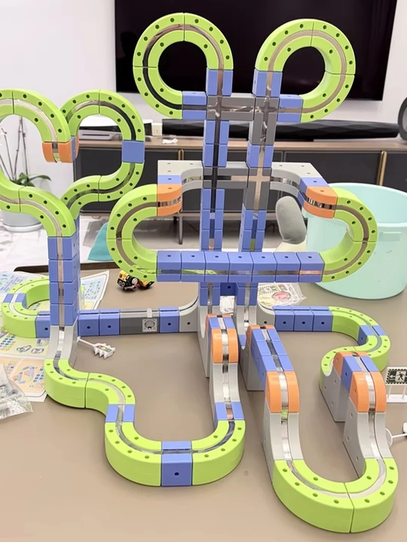 Mise à niveau d'interface de voiture ferroviaire de construction magnétique classique-jouet de construction éducatif STEM pour les enfants, cadeau d'apprentissage du développement