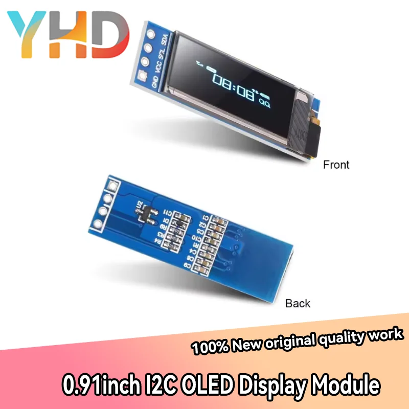 0.91inch I2C OLED Display Module I2C SSD1306 OLED Display Module White / BLUE I2C OLED Screen Driver DC 3.3V~5V for Arduino
