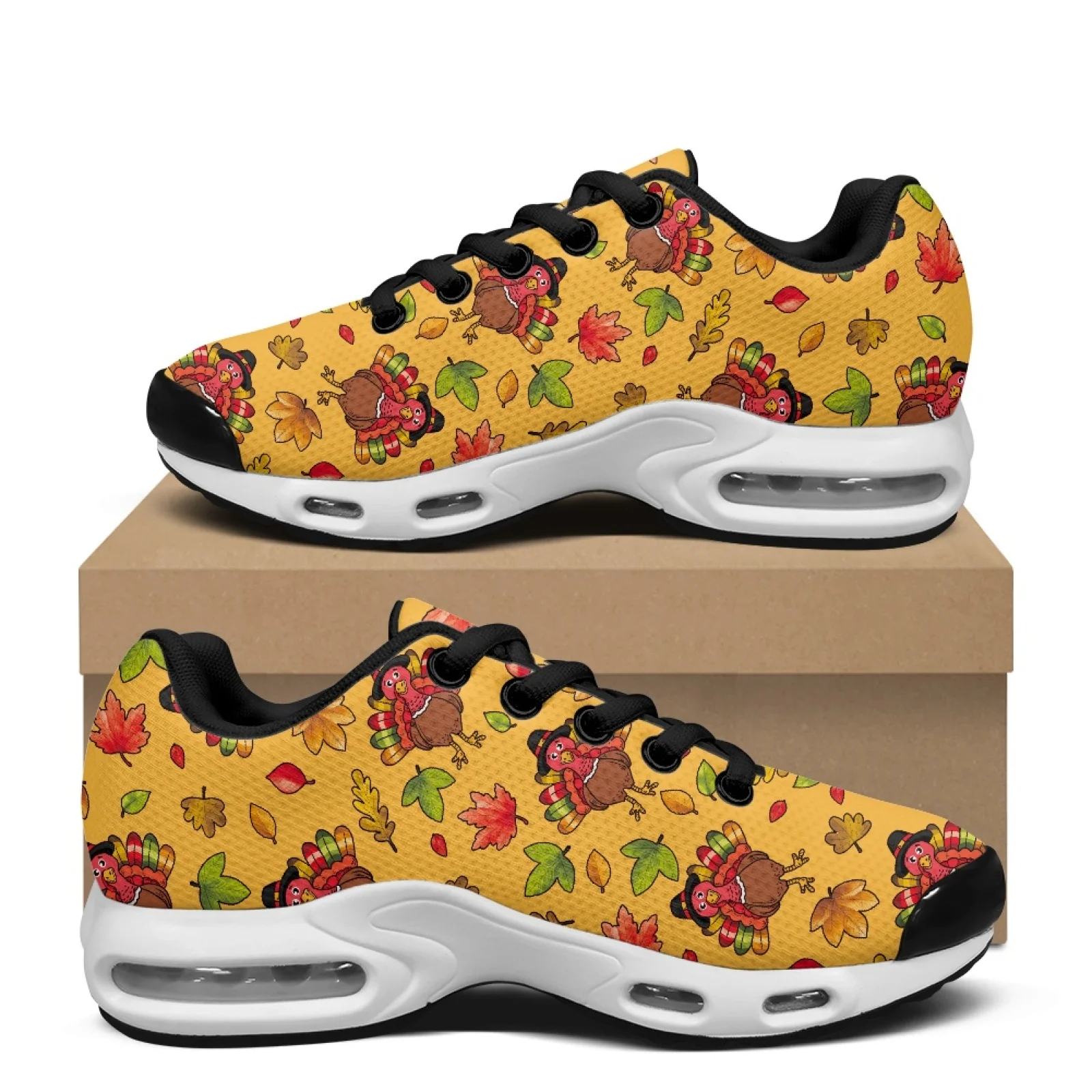 PENSTROLL Turkey Leaf Pattern Athletic Fashion Shoes Mesh Walking Shoes Breathable Fashion Tennis Sneakers for Workout