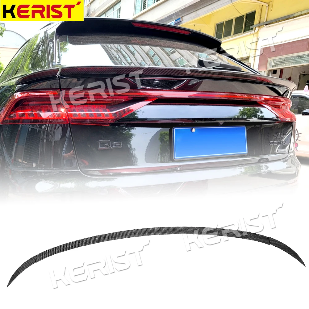 

Задний багажник из углеродного волокна, задняя средняя губа, 3 шт., спойлер, крыло, глянцевый черный для BAudi Q8 SQ8 2018-up