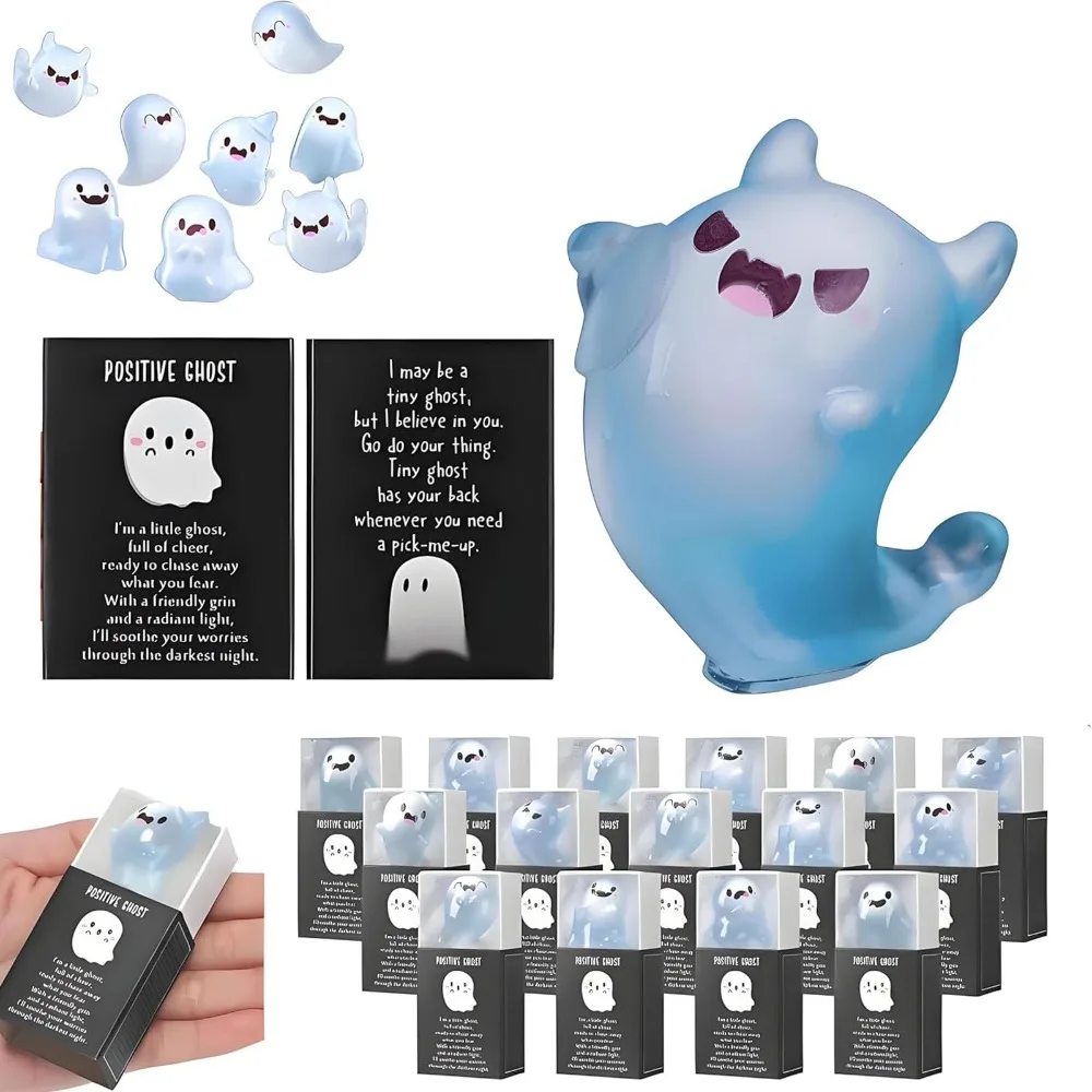 

Resin Glow in The Dark Ghost Figures With Box Cute Luminous Ghost Figurines Positive Gift Halloween Ghost Decoration