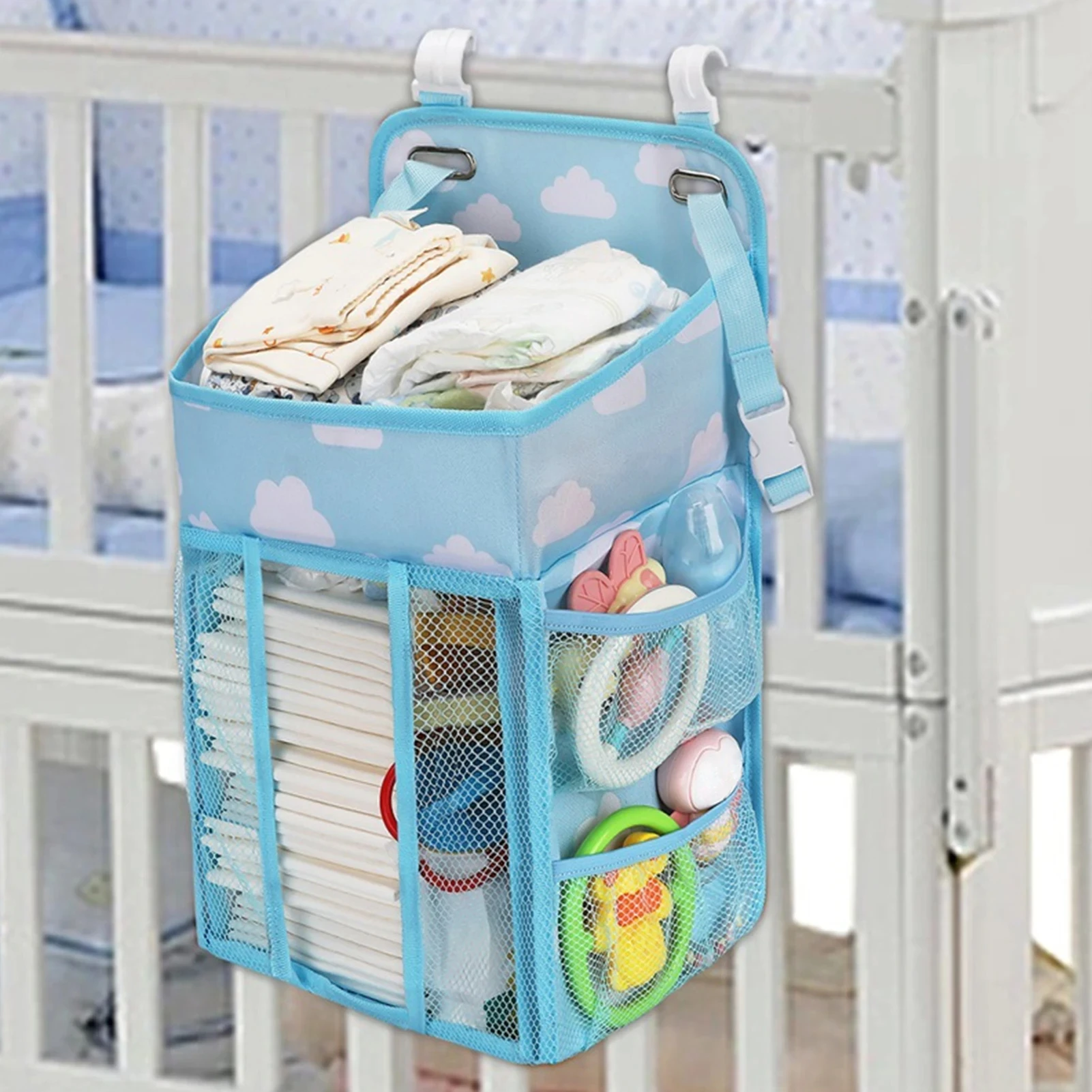 

Baby Diaper 100% Cotton Storage Tote Bag Crib Hanging Storage Bag Caddy Organizer For Baby Essentials Bedding Set Diaper