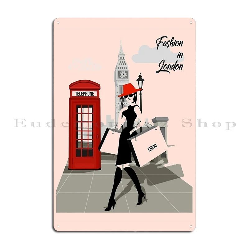 Vintage London Phone Booth United Kingdom Retro British Souvenir Uk Big Ben Gift Metal Plaque Create Design Tin Sign Poster