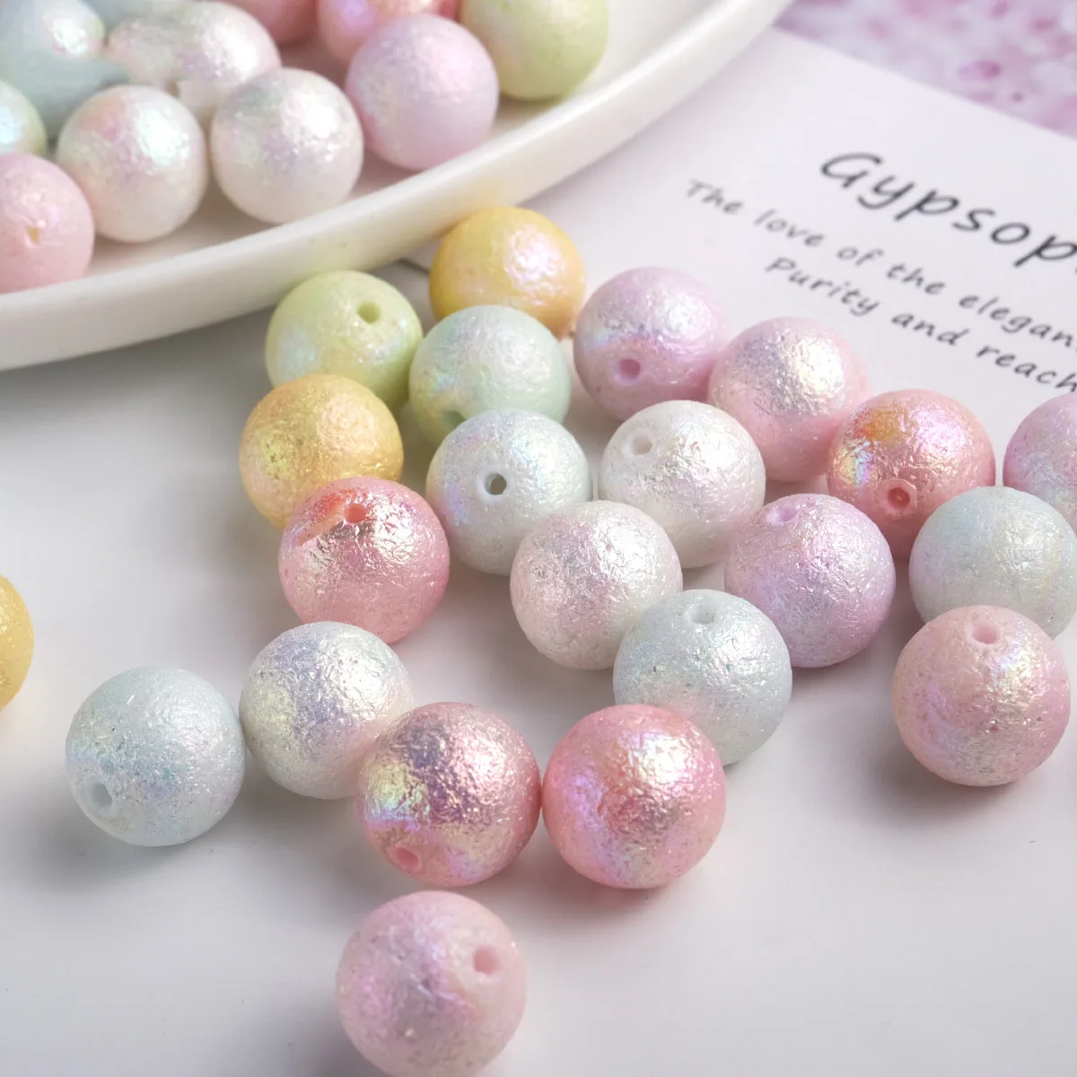 Newest 100pcs 16mm Pastel Colors Wrinkle Pearl Acrylic Jewelry Round Gumball Beads Fit Bubblegum Necklace Bracelet Earring DIY