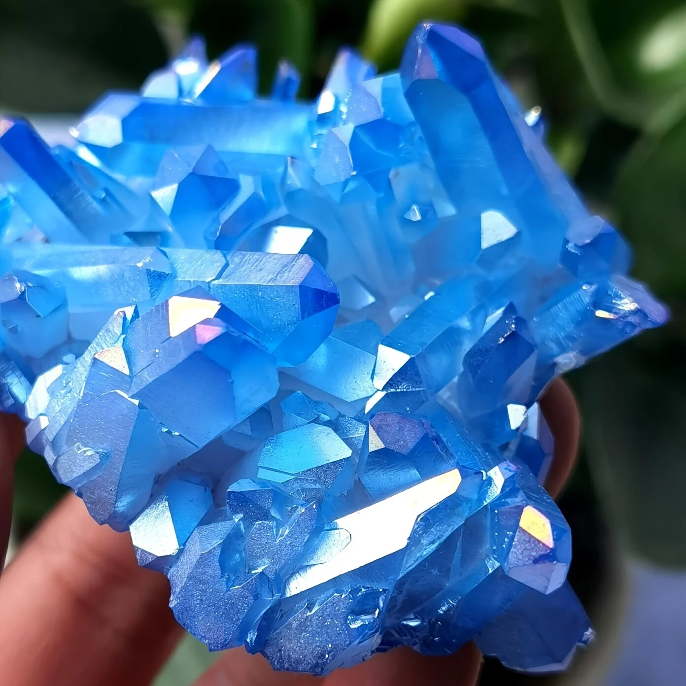 Natural Blue Aura Quartz Cluster Crystal, Home Decoration, Holiday Gift, Specimen Collection