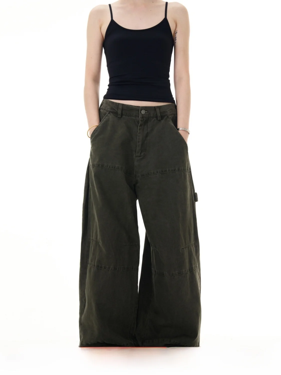 Retro Distressed Baggy Wide Leg Workwear Pants Loose Straight Casual High-End Feelings Men's Ins Long Trousers Youth Daily