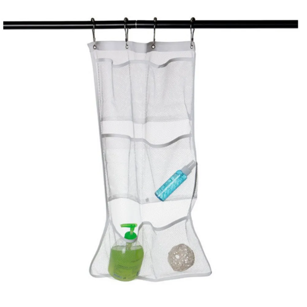 

Mesh Bath Shower Organizer 6 Storage Pockets Hanging Caddy, Bathroom Accessories, Space Saving Toy Organizer