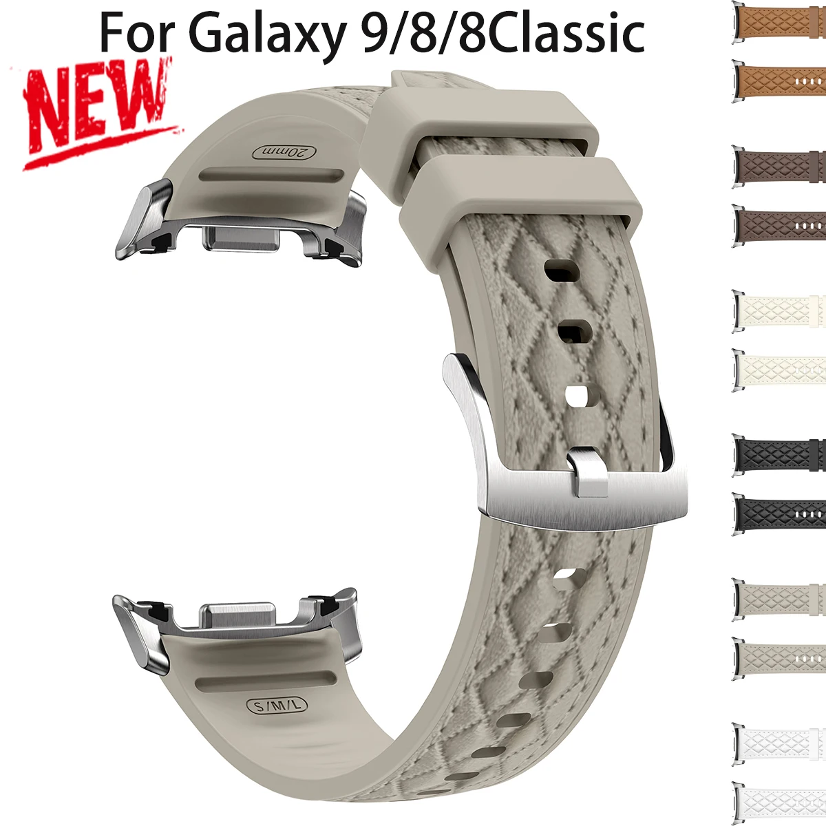 Lederarmband für Samsung Galaxy Watch 9/8 40 44MM Leder + Silikonarmband für Galaxy 8 Classic 46mm Sportarmband Correa