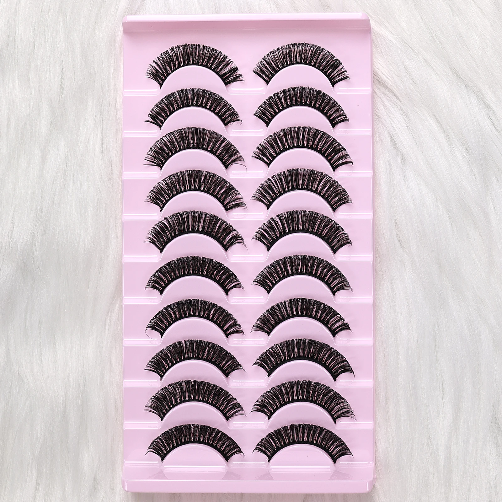 10 pares de cílios russos d curl strip – maquiagem de olhos macia e reutilizável de aparência natural, adequada para iniciantes para festa diária, data glam