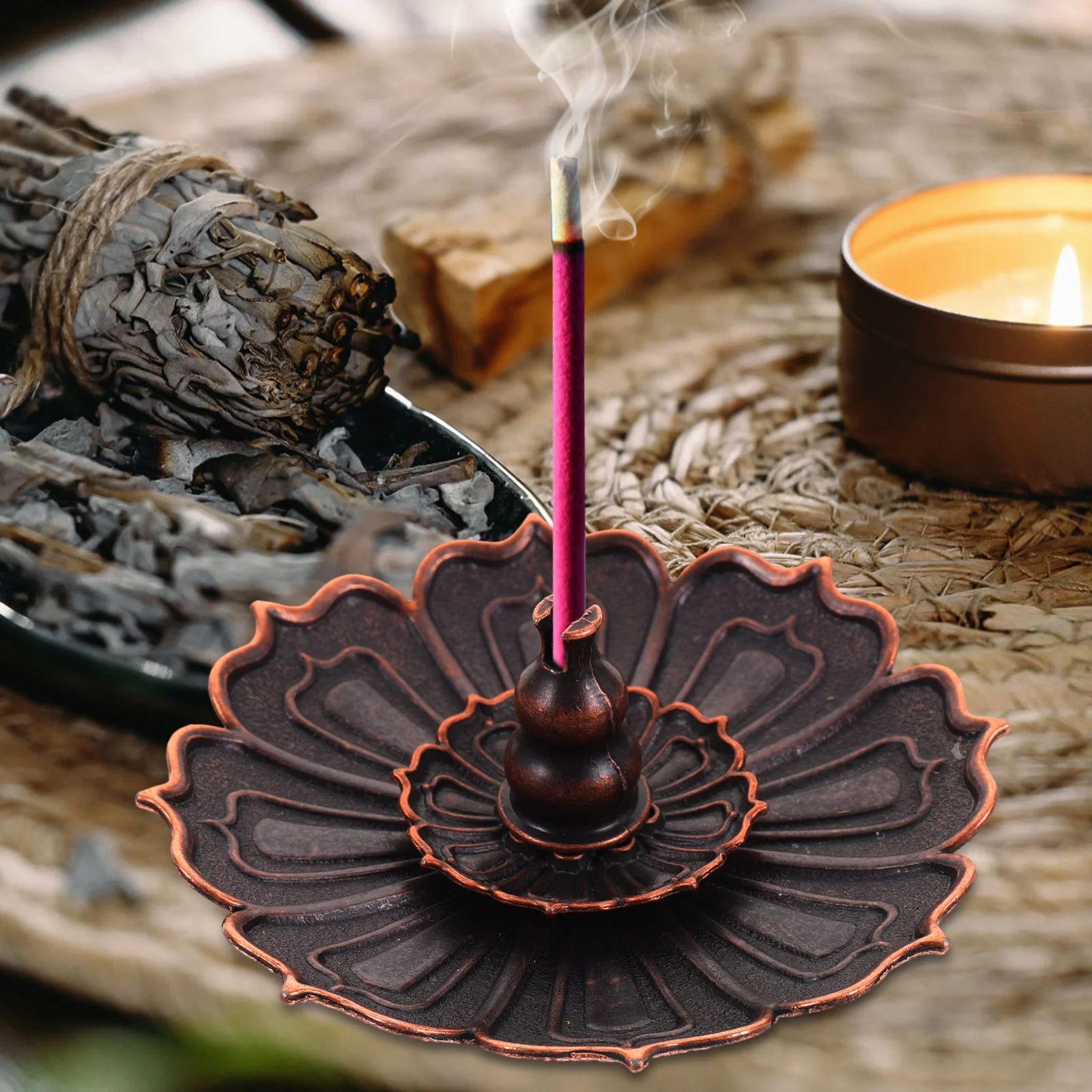 

Silver Stand Lotus DIY Decor Aromatherapy Burner Incent Holder for Sticks Home Tray Fragrance