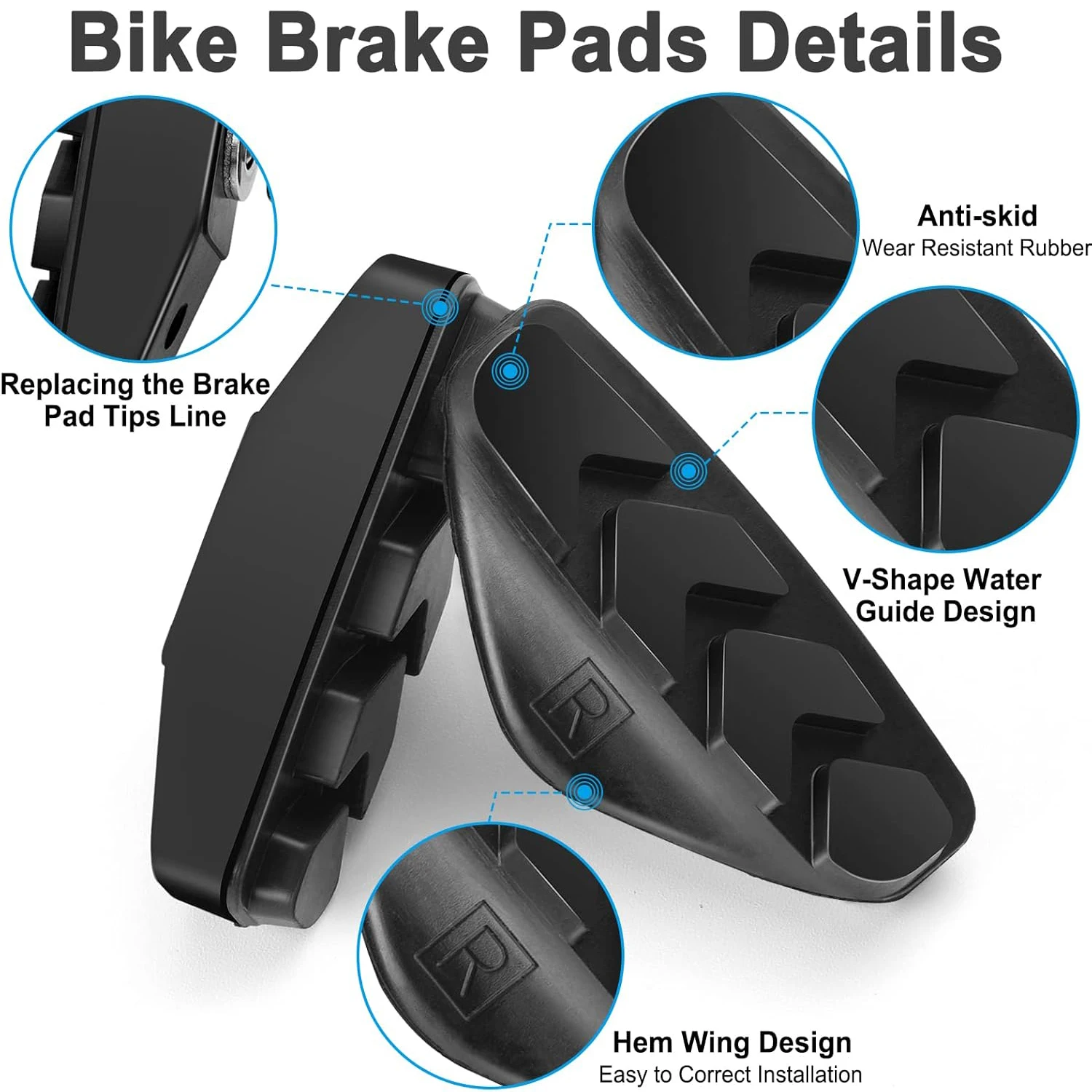 1/2 Paar Premium-Fahrradbremsbeläge, professionelle Bremssattelbremsbeläge für Rennräder, Fahrradbremsblöcke von 50 mm, mit Schraubenschlüssel geliefert – Detail 1