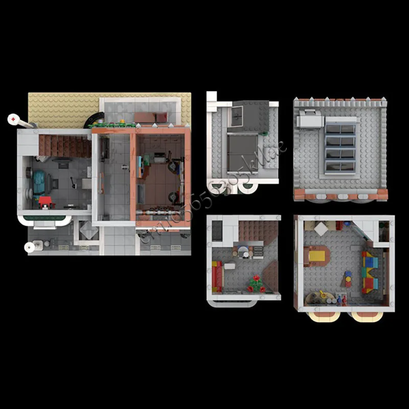 1997 قطعة رائجة البيع أتيليه متحف ركن المرآب المشهد المعماري بنة عرض الشارع الحضري الطوب لعبة مجسمة هدية للأطفال