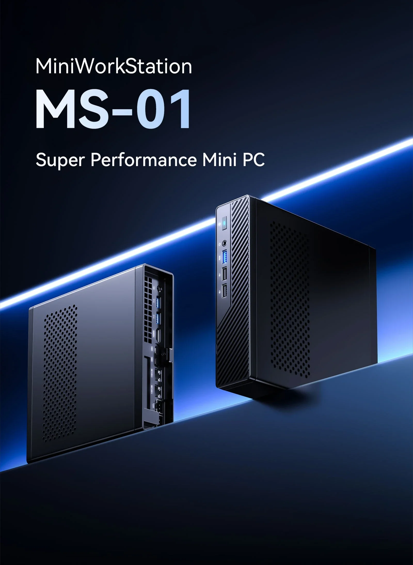 MS-01Workstation 게이밍 미니 PC 데스크탑 컴퓨터, 인텔 i9 13900H 12900H, 2x10G SFP + 2x2.5G LAN, 2xDDR5 3xNVMe 2xUSB4 PCIEx16