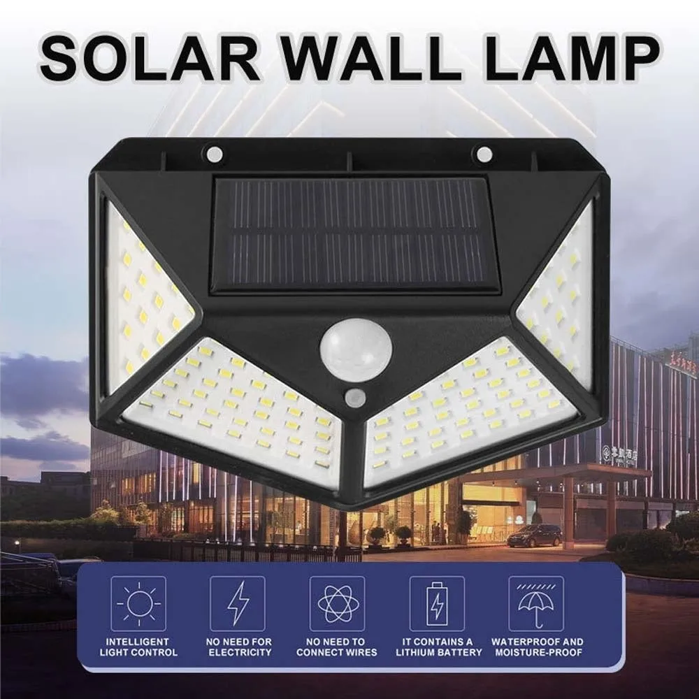 IP65 Waterproof Motion Sensor Light 100 LED Beads PIR Motion Sensor Solar Street Lights Portable Mini Solar Lamp Wall